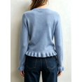thumbnail image 4 of Women'S Solid Crew Neck Ruffle Hem Long Sleeve Knit Sweater Blue S, 4 of 8