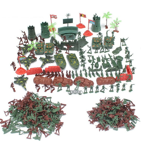 Ensemble de Jeu d'Armes de Soldats Stratégiques 290 Pcs Enfants Hommes Base Table de Sable Jouet 4 cm Armée Hommes Base Table de Sable Scène Fournitures