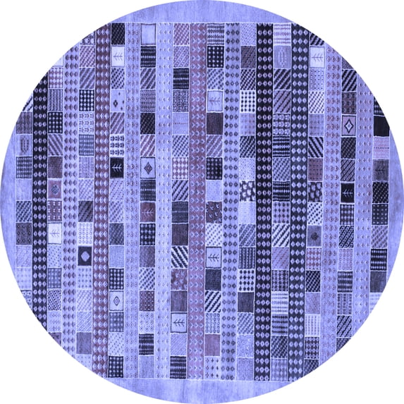 Ahgly Company Indoor Round Abstract Blue Contemporary Area Rugs, 7' Round