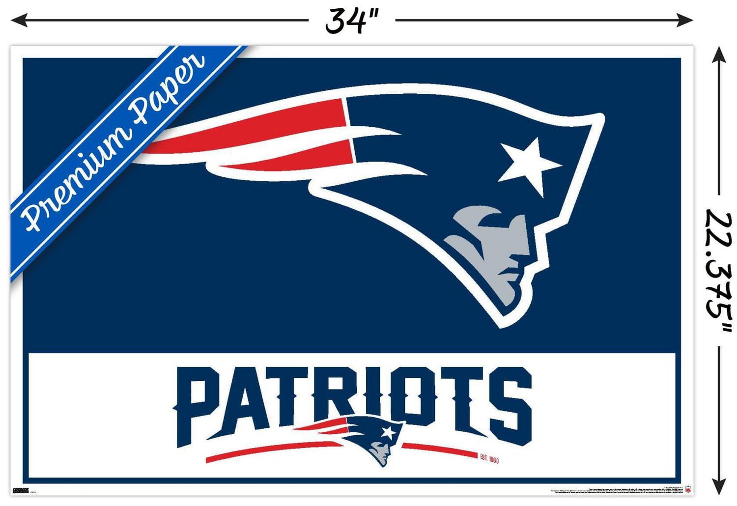 NFL New England Patriots - Logo 21 Wall Poster, 22.375" x 34" Framed