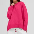 thumbnail image 5 of HAPIMO Women's Solid Color Blouses Casual Knitted Fashion Long Sleeve Cotton Lined Tees Crew Neck Sweatshirts Fall Workout Loose Basic Ribbed Sweaters Tops Pink OneSize, 5 of 5
