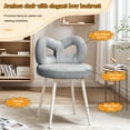 thumbnail image 5 of Happydeer Vanity Chair Dressing Chair, Bow-knot Backrest, Armless, No Wheels Upholstered Chair, Vanity Stool Dressing Stool Makeup Chair with non-slip Feet Pads, Grey, 5 of 9