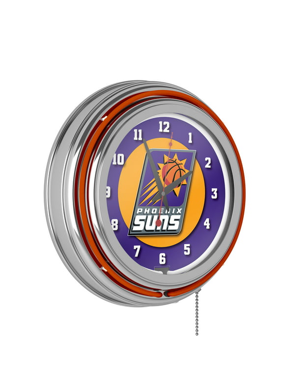Phoenix Suns NBA Chrome Double Ring Neon Clock