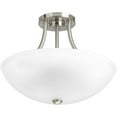 thumbnail image 3 of Progress Lighting Gather Collection 2-Light Semi-Flush Mount in Antique Bronze with White Etched Glass Shades, 3 of 10
