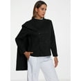 thumbnail image 2 of DARING DIVA Women's Double Breasted Outwear Fashion Overcoat with Scarf Black XS, 2 of 6