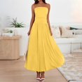 thumbnail image 2 of Endives Women's Shirts Summer Fashion Solid Color One Neck Strapless Waist Long Dress For Women, 2 of 7