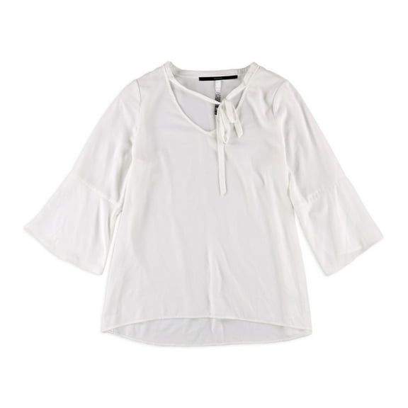 Kensie Womens Crepe Pullover Blouse, White, Medium