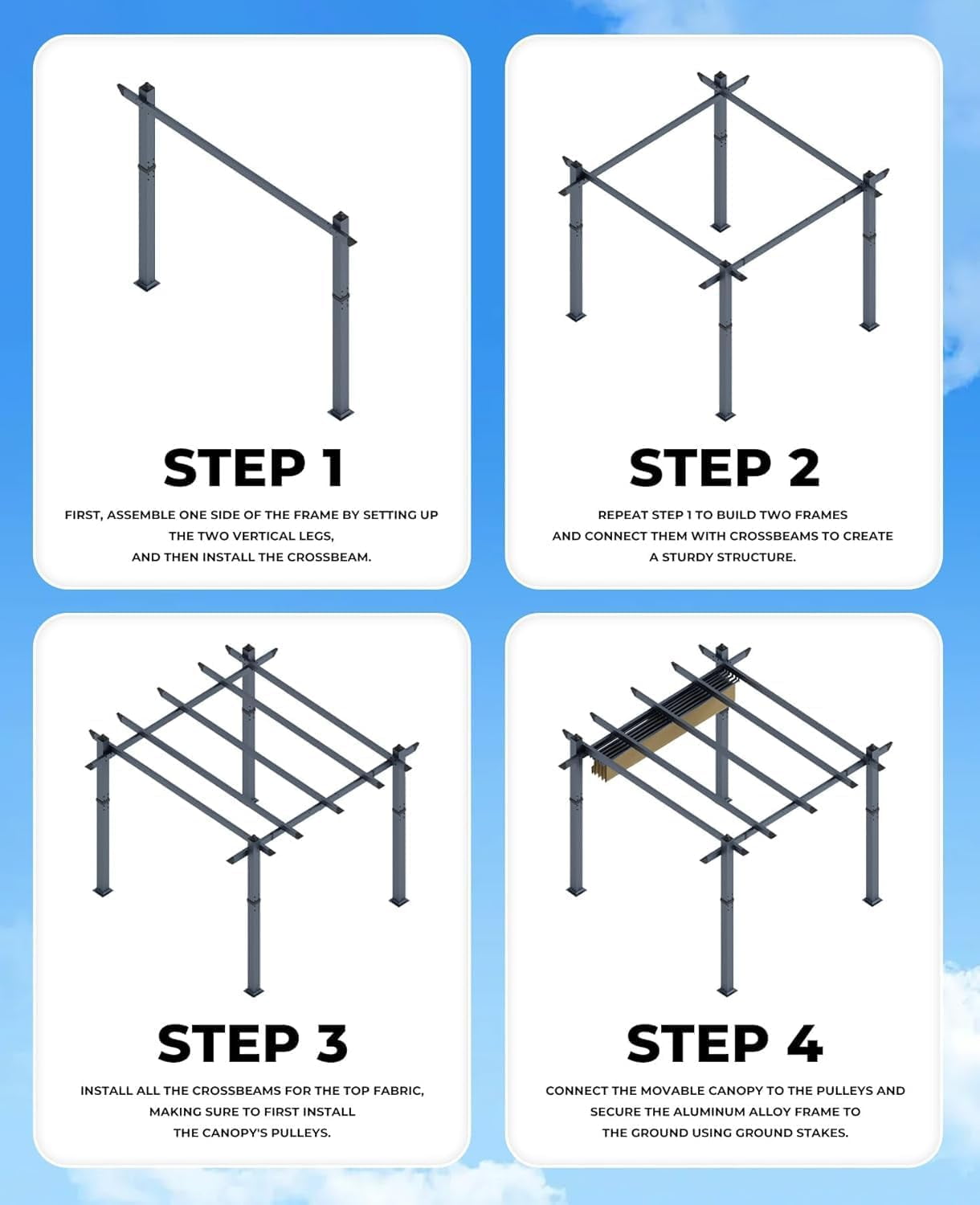 10x10 Ft Aluminum Pergola,Outdoor Metal Gazebo with Adjustable Canopy,Reinforced Frame Outdoor Shelter for Backyard,Patio Lawn and Deck - Blue