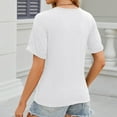 thumbnail image 5 of AXXD Women's Sweatshirts White Basic Summer 2024 Loose Casual Solid Color Round Neck Short Sleeve Tops Blouses T-shirt, 5 of 8