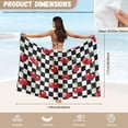 thumbnail image 7 of Uourmeti Womens Black and White Plaid Cherries Blouse Sarong Coverups Sheer Bikini Tie Side Wraps See Through Beach Pareos, 7 of 7