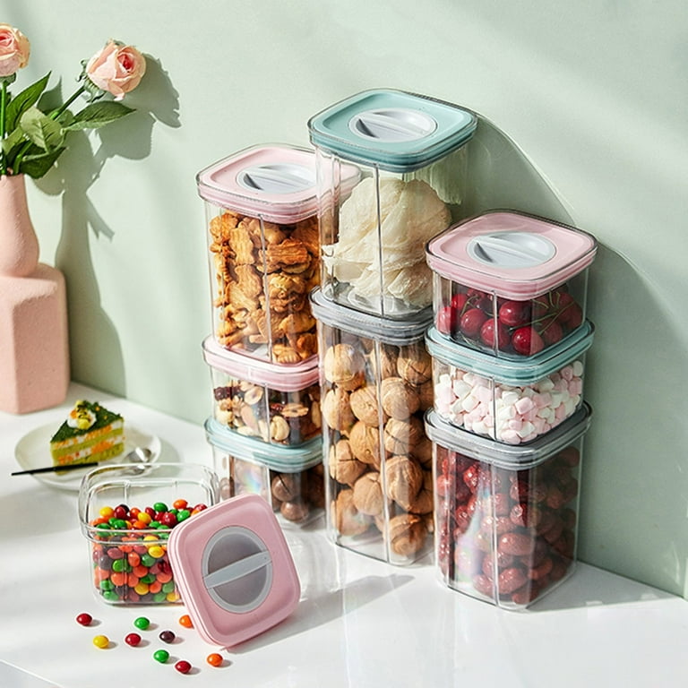 JDEFEG Food Organizers and Storage Airtight Food Storage Containers Set  with Lids Kitchen Pantry Organization Canisters for Cereal Flour and Sugar  600Ml Containers for Organizing Closet Pet Green 