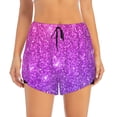 thumbnail image 3 of Uemuo Purple Glitter Pattern Women's Athletic Shorts High Waisted Running Shorts with Liner Pockets Gym Elastic Workout Shorts-Large, 3 of 9