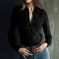 thumbnail image 2 of Aoiroe Womens Fringe Snap Western Shirt Long Sleeve Button Down Country Concert Nashville Cowgirl Outfit Black L, 2 of 4
