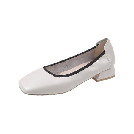 

Rotosw Women Flats Non-slip Casual Shoes Slip On Loafers Low Heel Comfort Pumps Party Fashion Dress Shoe Beige 8.5