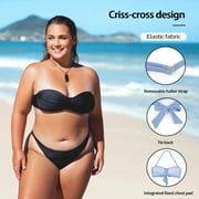 Ocean Blues Women's Halter Bikini Top Twist Bandeau Swimsuit Top Adjustable & Removable Straps Bikini Bathing Suits for Women