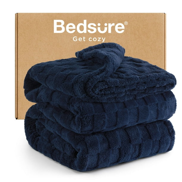 Manta Bedsure Pageant de forro polar azul para sofá, 230 x 230 cm