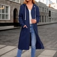 thumbnail image 6 of Huhudde Longline Hooded Zip Up Jackets Women's Loose Fit Cotton Coat Long Sleeve Sweatshirt Outerwear For Autumn Winter Comfort, 6 of 18