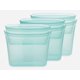 thumbnail image 1 of Juego de 3 bolsas reutilizables para almacenar alimentos con cierre en la parte superior, color verde azulado, fabricadas en EE. UU, 1 of 6