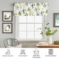 thumbnail image 6 of Kitchen Valances for Window, Summer Yellow Lemon Leaves Light Filtering Rod Pocket Valance Curtain, Country White Floral Short Curtains Window Topper for Bedroom Bathroom Living Room 42x12in, 6 of 9