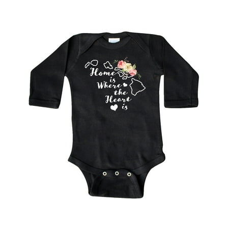 

Inktastic Hawaii Home is Where the Heart is with Watercolor Floral Gift Baby Boy or Baby Girl Long Sleeve Bodysuit