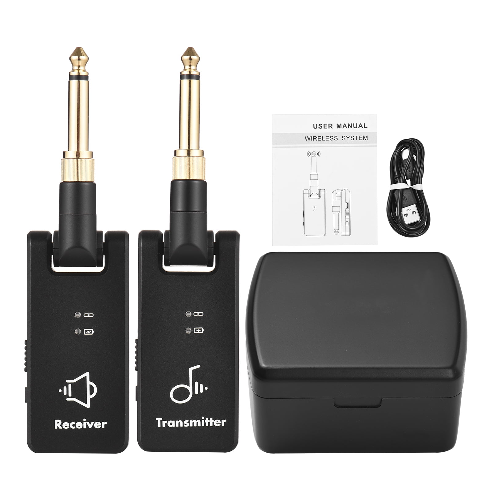 Electric Guitar Receiver Transmitter Receiver Wireless Transmit System Electric Guitar Receiver Transmitter Built in Battery with Charging Box 3.5mm 6.35mm Plug for Guitar Bass