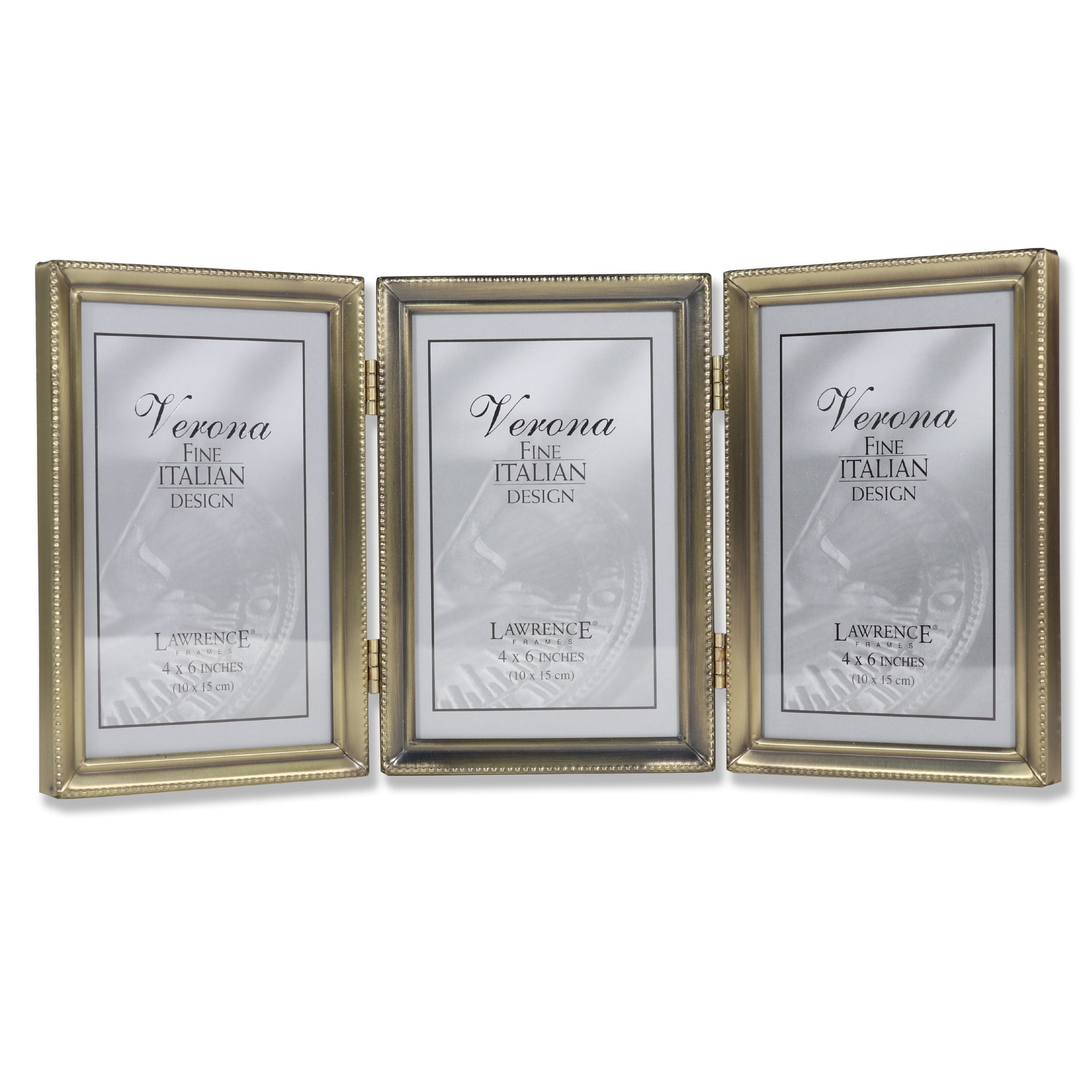 Photo Frame Classic Beveled Mirror Strips Between Beaded Borders for 4x6 Picture