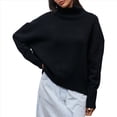 thumbnail image 3 of Suéteres de Cuello Alto para Mujer, Corte Holgado, para Otoño e Invierno. Negro M, 3 of 8
