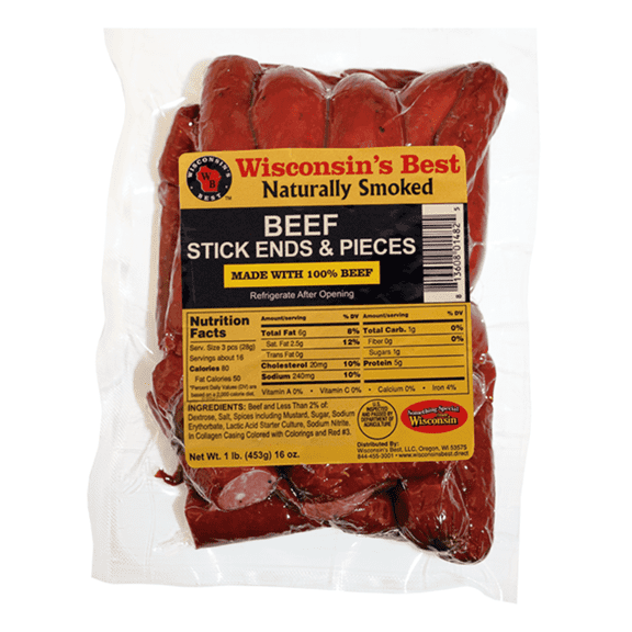 Wisconsin's Best 100% Beef Stick Ends & Pieces, 1 Pound