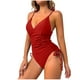 thumbnail image 2 of Trajes de baño de una pieza para mujer, traje de baño de bikini con tirantes y espalda descubierta de color liso para mujer, 2 of 5