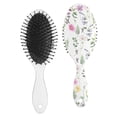 thumbnail image 2 of Autumn Leaves Hair Brush, Vintage Floral Detangling Paddle Brush with Wildflower and Butterfly Illustration, Soft Bristle Comfortable Grip Brush, 2 of 8