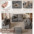 thumbnail image 6 of Lacoo Open Modular Sofa Set, Soft Corduroy Upholstered Modular Sectional Couch with Accent Pillows, Flexible Seating for Family & Guest, Gray, 6 of 7