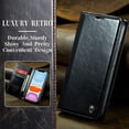 thumbnail image 2 of Leather Case for iPhone 11 Card Slot Folio Flip Wallet Case for iPhone 11 Premium PU Magnetic Kickstand Cover Soft TPU Inner Case Black, 2 of 14