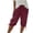 Wine-01, variant on Perfectbot Elastic Waist Linen Bermuda Shorts Women Drawstring Knee Length Lightweight Summer Shorts