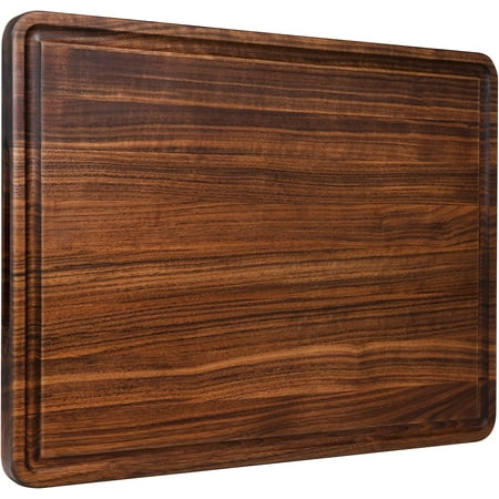 

Nathurium XL Large Walnut Wood Cutting Board for Kitchen 20x15 (Gift Box) with Juice Groove Handles Non-slip Mats Thick Reversible Butcher Block Chopping Board