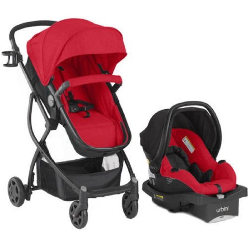 red baby stroller 3 in 1