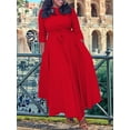 thumbnail image 3 of AURA Plus Size Dress for Curvy Women Stretch Self Tie A-Line Maxi Dress with Pockets Swing Long Outfit, 3 of 5