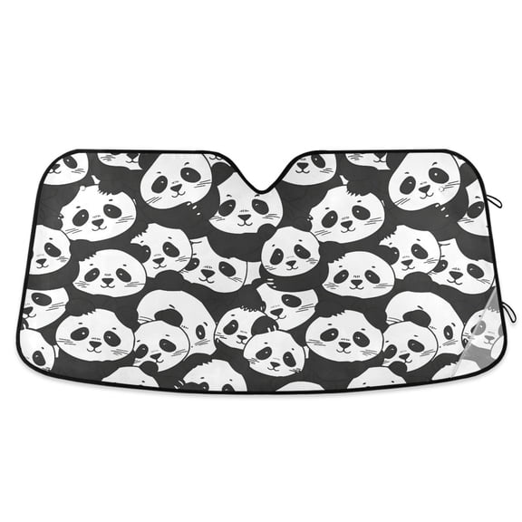 Lovely Little Panda Face Car Windshield Sun Shade Foldable Car Front Window Visor Heat and UV Protection 53x23.5