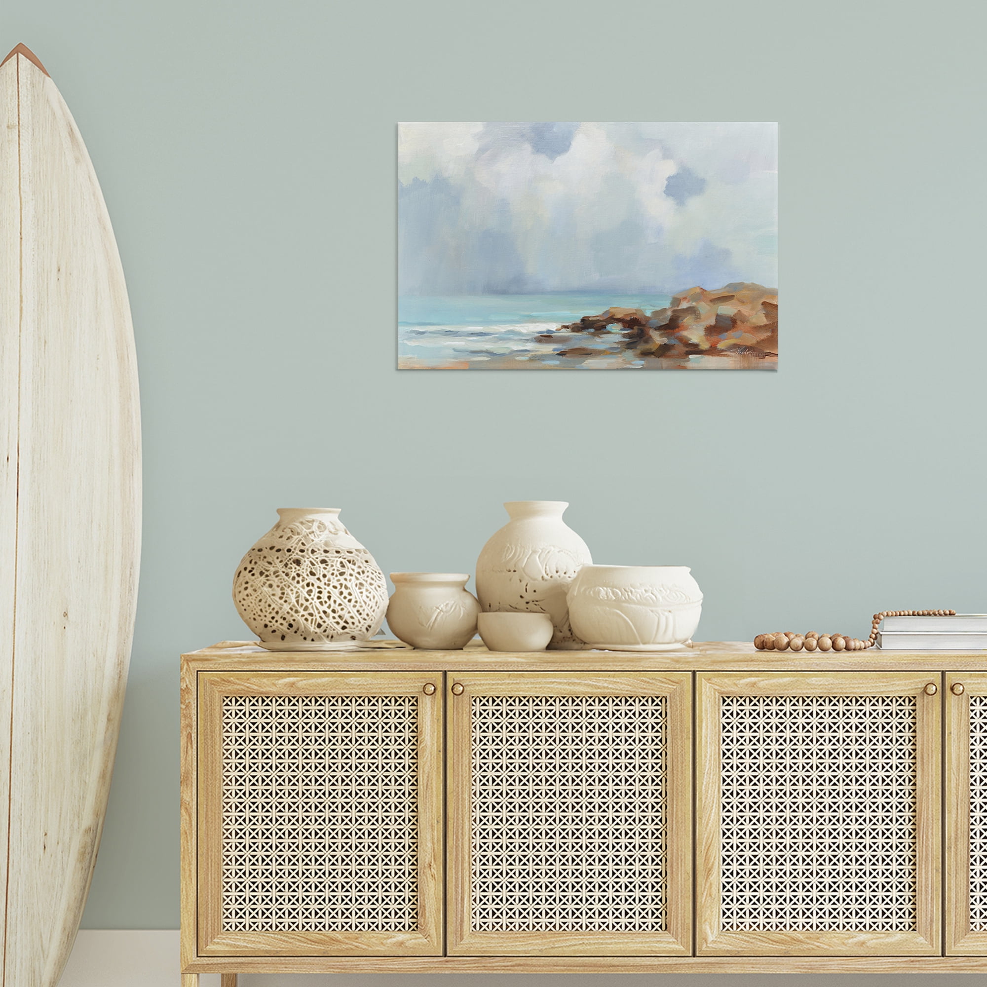Stupell Industries Morning at Stone Beach Landscape & Nature Painting Wrapped Canvas Art Print Wall Art, 30 x 20