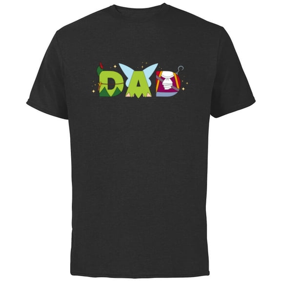Disney Peter Pan Tinker Bell Father’s Day Birthday Best Dad - Short Sleeve Cotton T-Shirt for Adults - Customized-Black