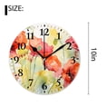 thumbnail image 2 of 10 Inch Wall Clock Battery Operated Silent Clock Decorative for Office, Kitchen, Outdoor, Living RoomWatercolor Poppies Painting Poppy Flower Floral Image, 2 of 4