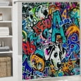 thumbnail image 6 of Colorful Graffiti Shower Curtain Music Sports Game Cartoon Text Graffiti Style Abstract Art Home Decoration Fabric Shower Curtain , various specifications (including hooks), 6 of 7