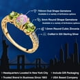 thumbnail image 2 of Gem Stone King 1.85 Cttw Oval Cabochon Pink Simulated Opal and Green Peridot Ring for Women | 18K Yellow Gold Plated Silver | Wedding Engagement Anniversary Promise Ring for Women | Size 5, 2 of 6