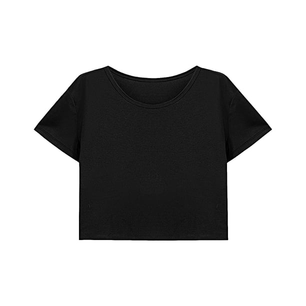 Camiseta corta holgada para mujer, ropa de verano, camiseta recortada para mochilero y vacaciones M