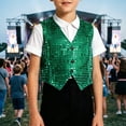 thumbnail image 2 of WhouRiu Boys Glitter Sequins Vests Sleeveless Button Down Dance Tank Tops Kids Fashion Stage Performance Party Clothing,10-11 Years, 2 of 4