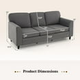thumbnail image 6 of Spaco Upholstered Teddy Velvet 3-Seat Sofa with Comfy Back Pillows, Spacious Sofa, Gray, 6 of 6