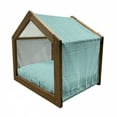 thumbnail image 2 of Teal Pet House, Cultural Symmetrical Design Themed Pattern, Outdoor & Indoor Portable Dog Kennel with Pillow and Cover, 5 Sizes, Turquoise Grey White, by Ambesonne, 2 of 5