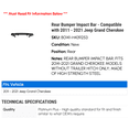 thumbnail image 2 of Rear Bumper Impact Bar - Compatible with 2011 - 2021 Jeep Grand Cherokee 2012 2013 2014 2015 2016 2017 2018 2019 2020, 2 of 2