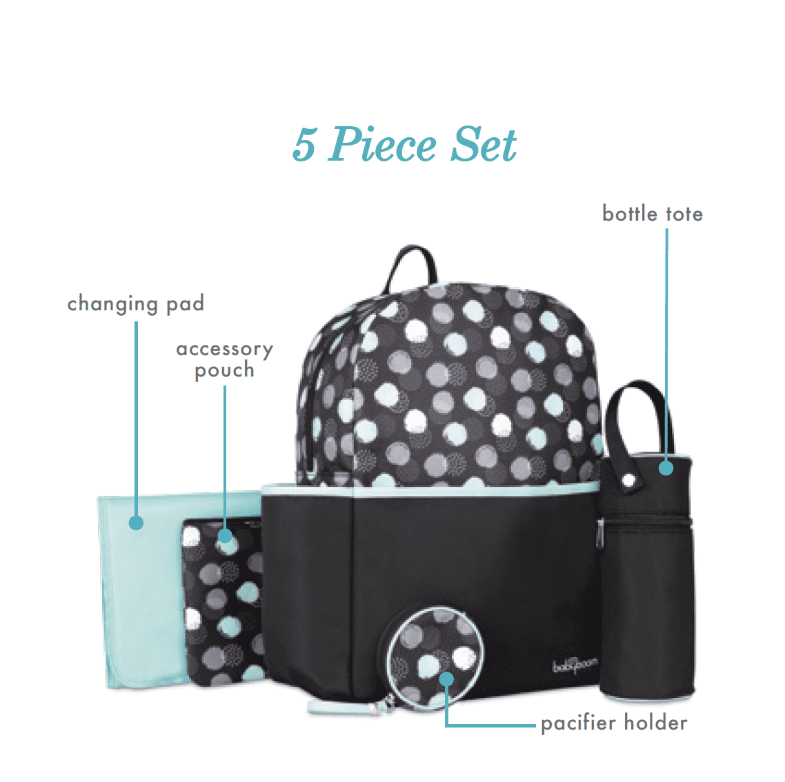 Baby Boom Mochi 5 Piece Diaper Bag Set