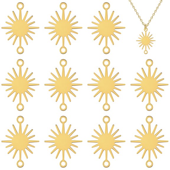 50 Pcs Sun Flower Pendant Earring Connectors for Jewelry Making Beads Crafts Golden