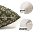 thumbnail image 2 of Olive Green Pillow Covers 12x20 Inch Set of 2, Cream Floral Block Print Pattern Lumbar Decorative Throw Pillowcases Outdoor Farmhouse Rectangle Cushion Covers Spring Summer Sofa Couch Bed Decor, 2 of 6
